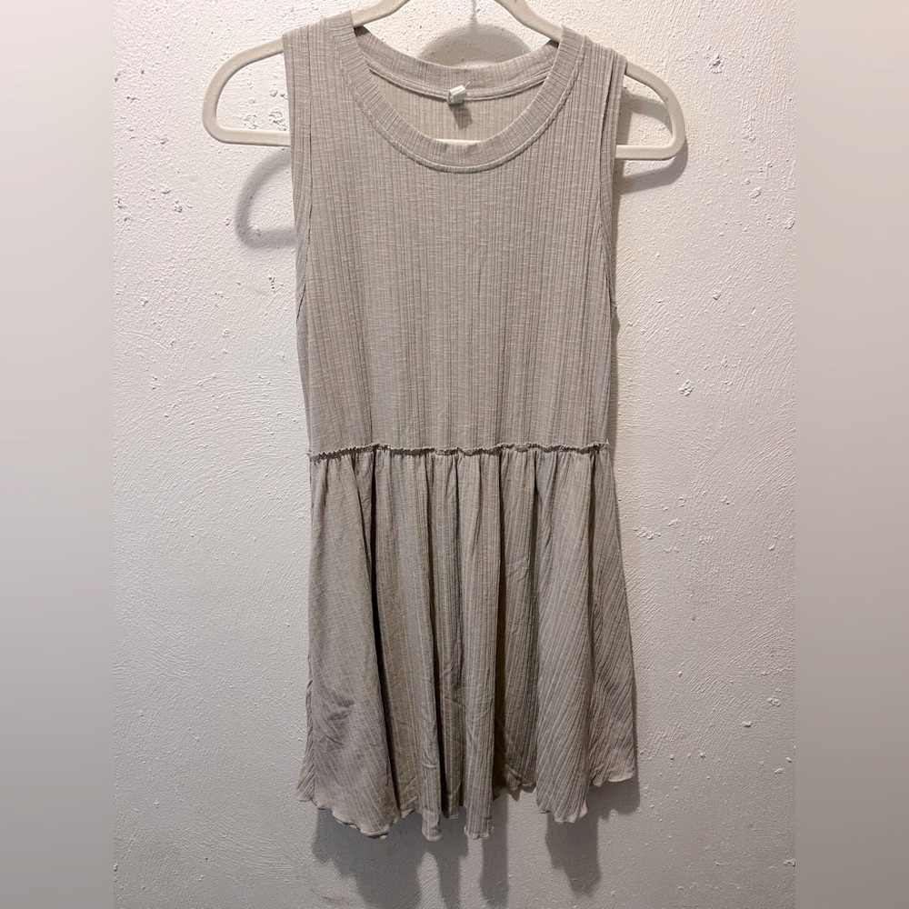 Wishlist Tan Ribbed Tiered Sundress